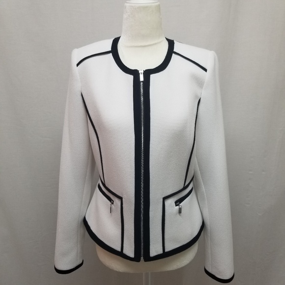 black and white calvin klein jacket